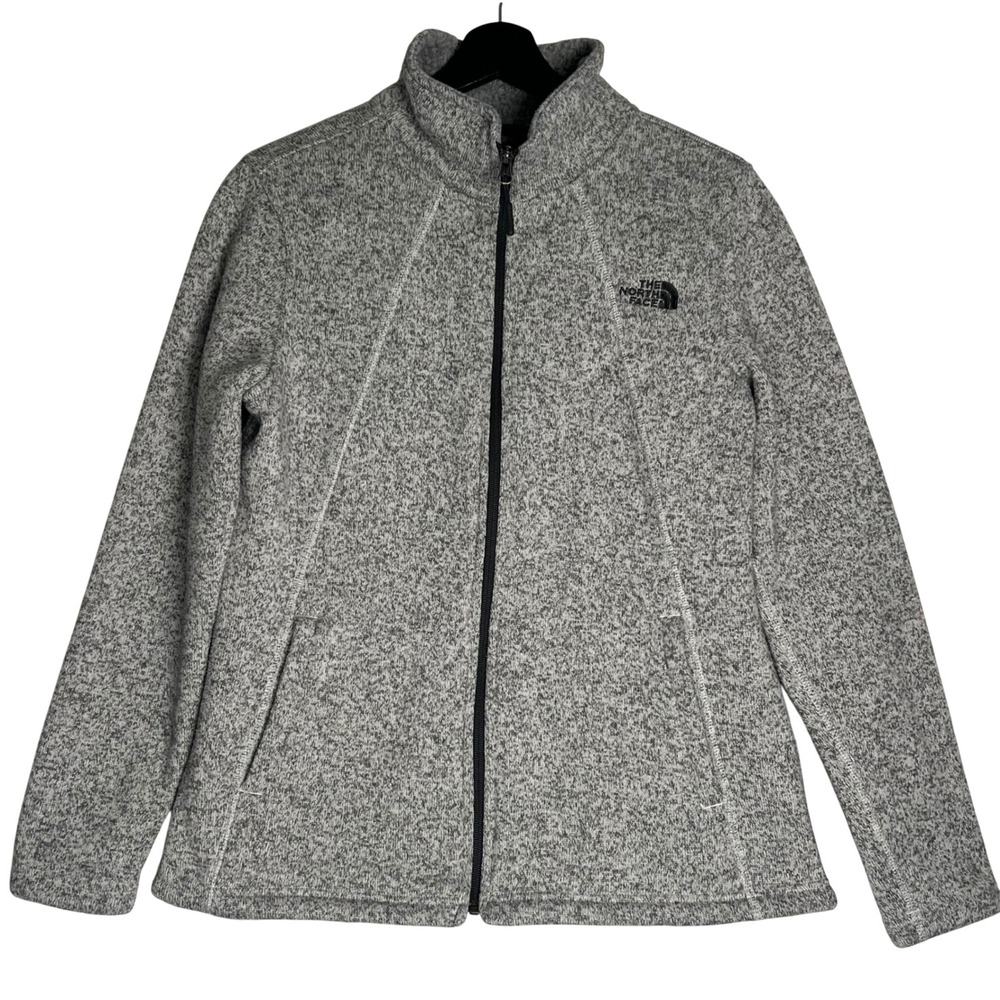 The North Face Womens Gray Heather Full Zip Sweater Fleece Jacket Large